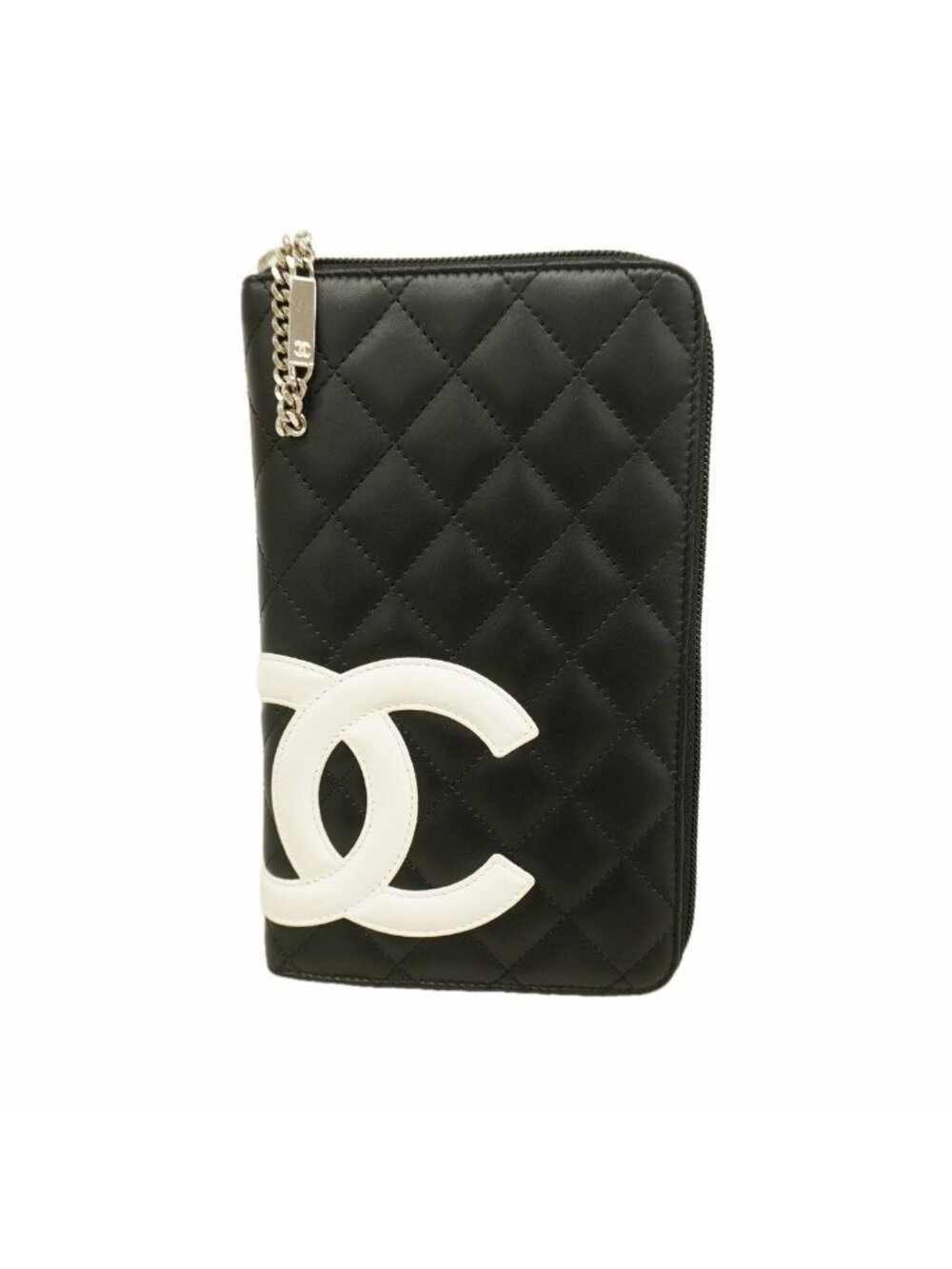 Chanel Wallet Cambon Lambskin Black Silver